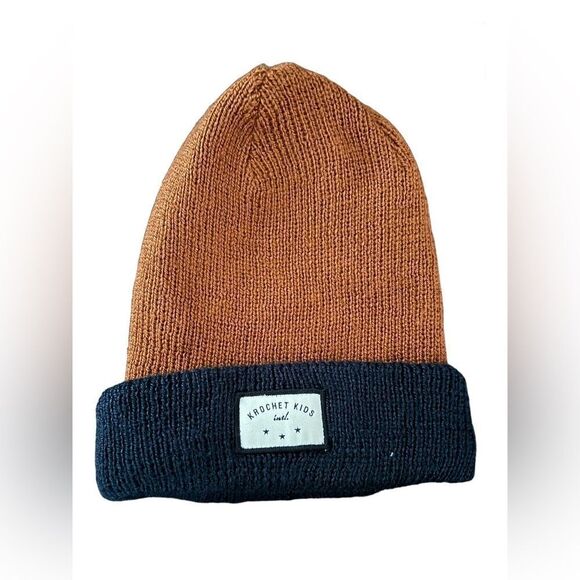 Krochet Kids International Beanie Brown and Navy Blue - Picture 1 of 5